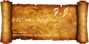 Füleki Jolán névjegykártya